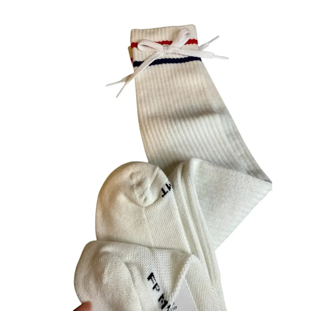 FP Movement Free People Knee High Sporty Boyfriend Tube Socks White